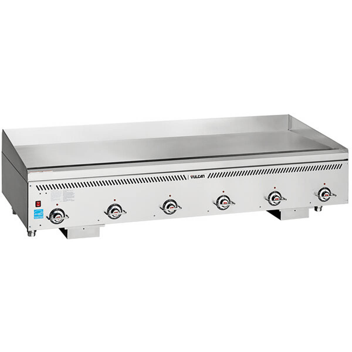Vulcan VCCG72-AS 72-Inch Commercial Gas Griddle — 6 Burners, Thermostat / Solid State Controls