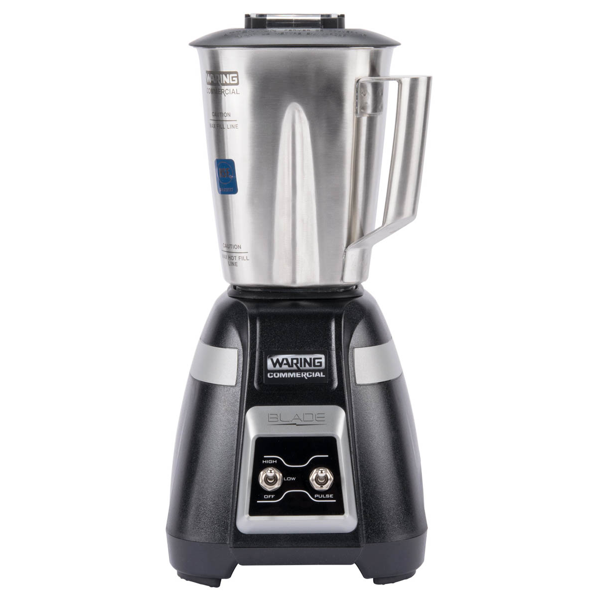 Waring BB300S blade bar blender with 48 oz. stainless steel jar, front view