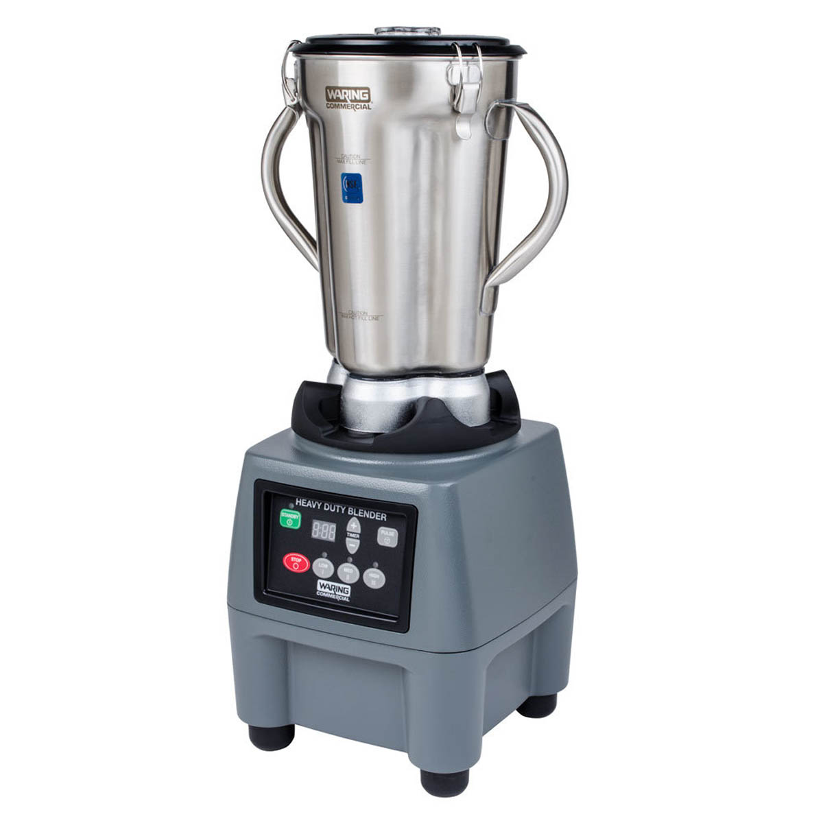 Waring CB15T 1-gallon food blender, angled view