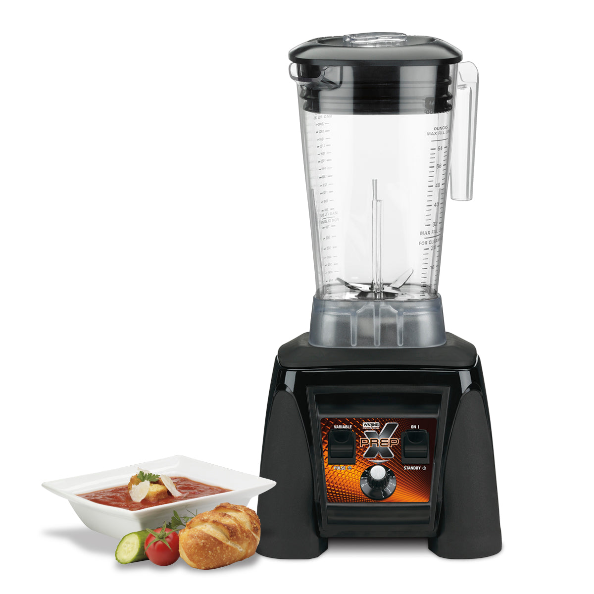Waring MX1200XTX Xtreme blender with a bowl of soup