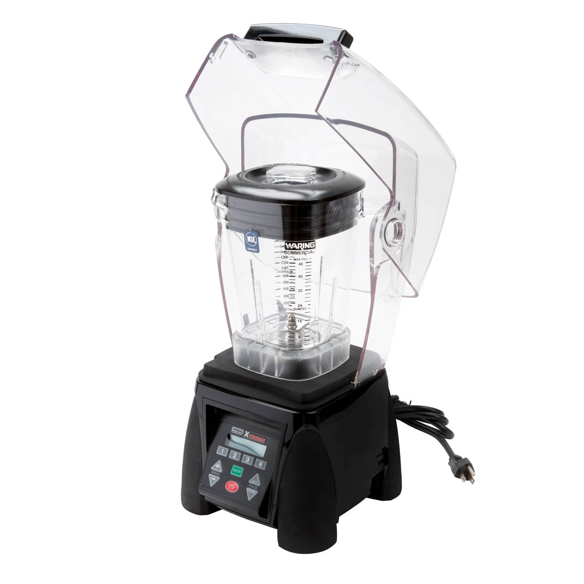 Waring MX1500XTXP Xtreme blender with the sound enclosure open