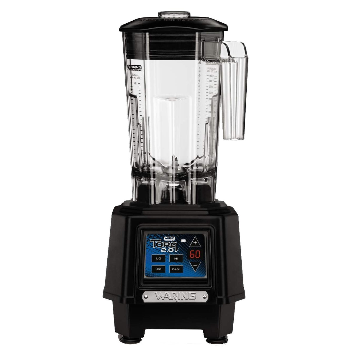 Waring TBB160 Torq 2.0 blender with 48 oz. copolyester container, front view