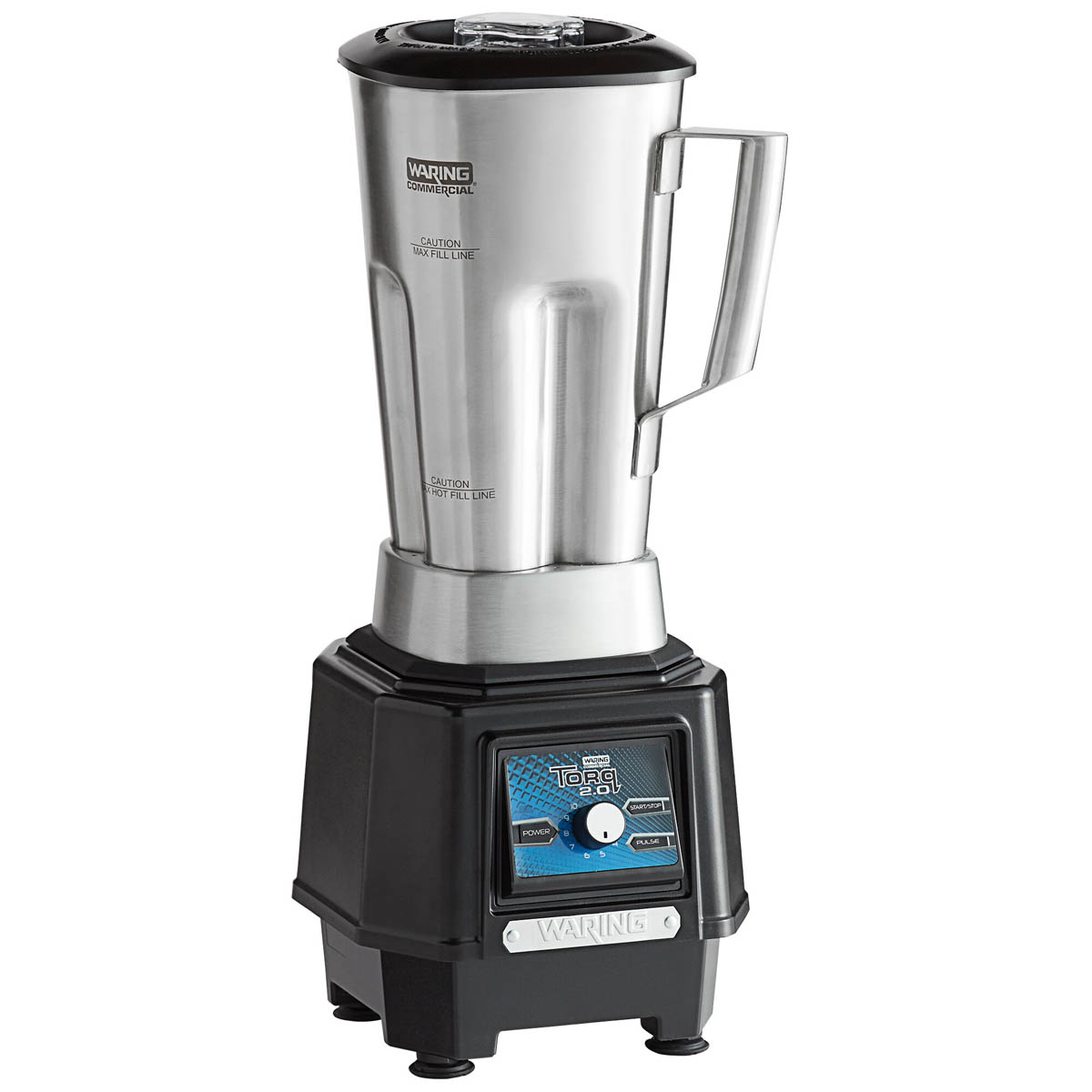 Waring TBB175S6 Torq 2.0 blender with 64 oz. stainless steel container, angled view