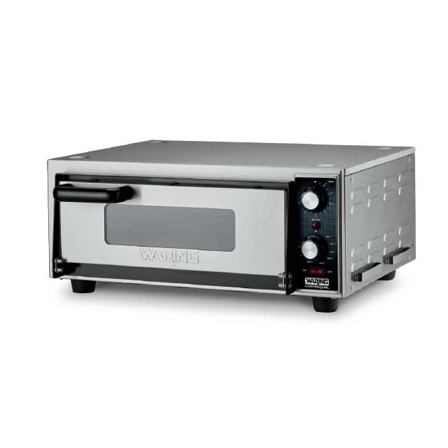 Waring WPO100 single-deck countertop pizza oven, angled front view