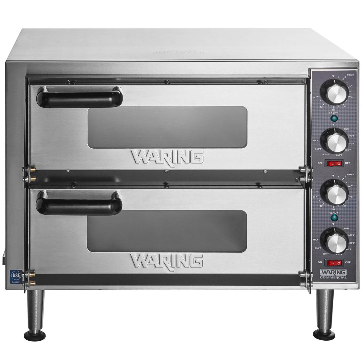 Waring WPO350 double-deck pizza oven, front view