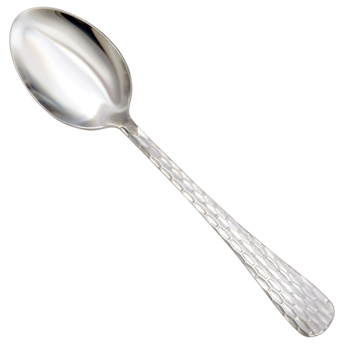 Winco 0023-03 Caspian 7" Dinner Spoon, 18/0 Stainless Steel Hammered Finish, Medium Weight-1 Dozen