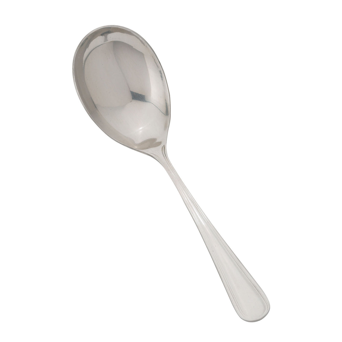 Winco 0030-21 9" Heavy Stainless Steel Serving Spoon, Large Bowl, Non-Insulated Handle - 1 Dozen