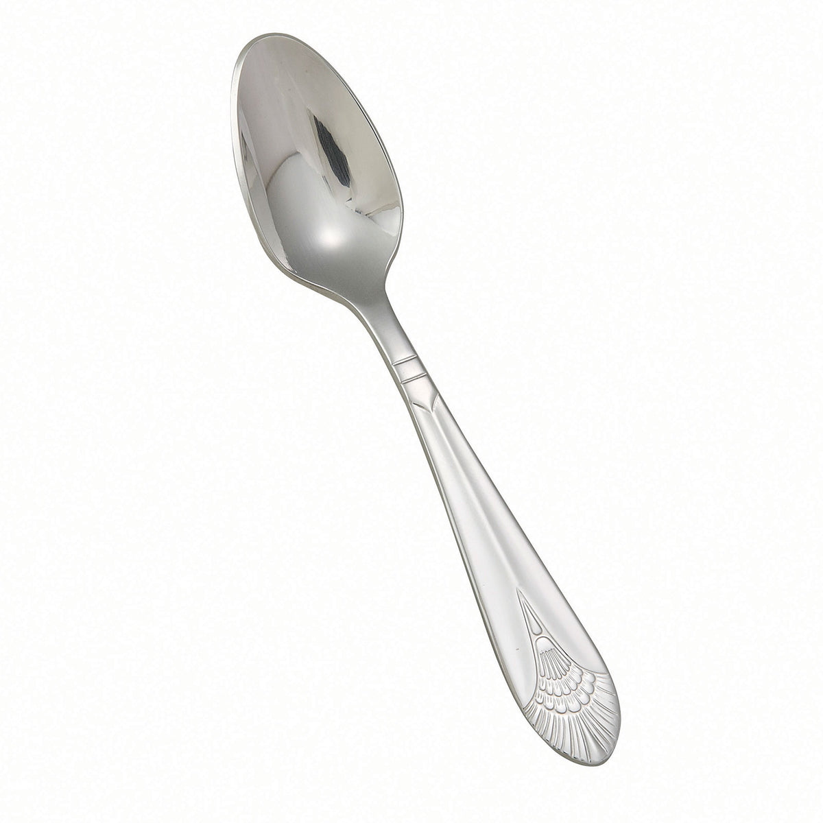 Winco 0031-09 Demitasse Spoon, 4-1/2" Heavy, 18/8 Stainless Steel, Mirror Finish, Peacock - 1 Dozen