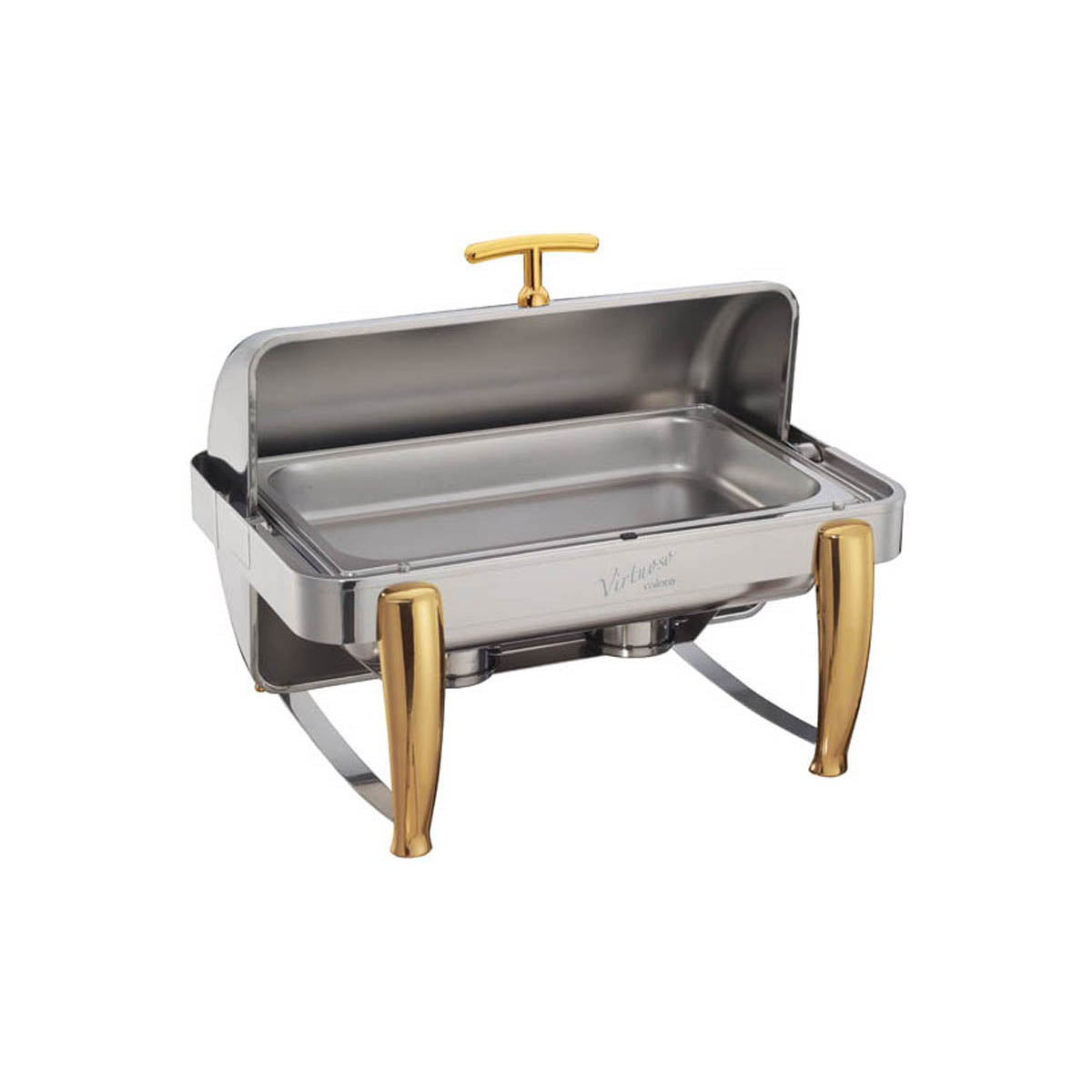 Winco 101A Virtuoso Series Full-Size Stackable Rectangular Chafer w/ 8 Qt., Roll-Top Cover | 8 qt = 2 gal