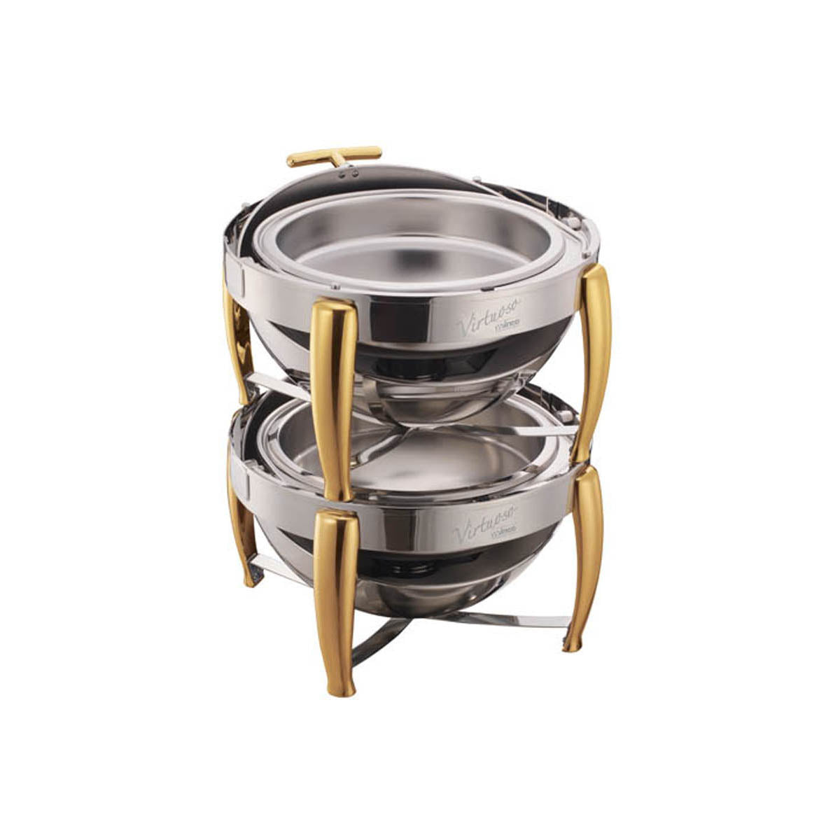 Winco 103B Virtuoso Series Stackable Round Chafer w/ 6 Qt. Capacity, Roll-Top Cover | 6 qt = 1-1/2 gal