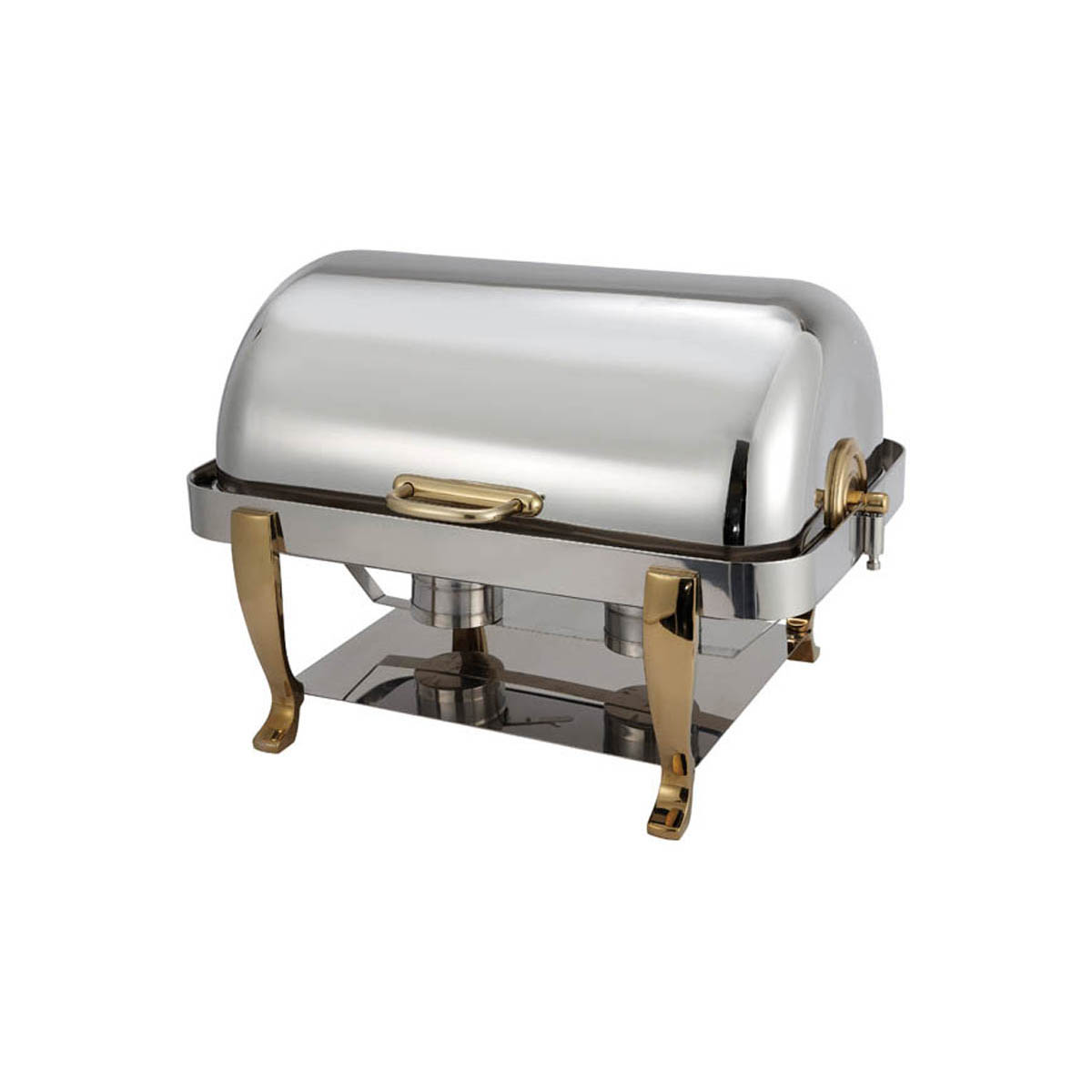 Winco 108A Vintage Series Full-Size Rectangular Chafer w/ 8 Qt. Capacity, Gold-Plated Handles | 8 qt = 2 gal