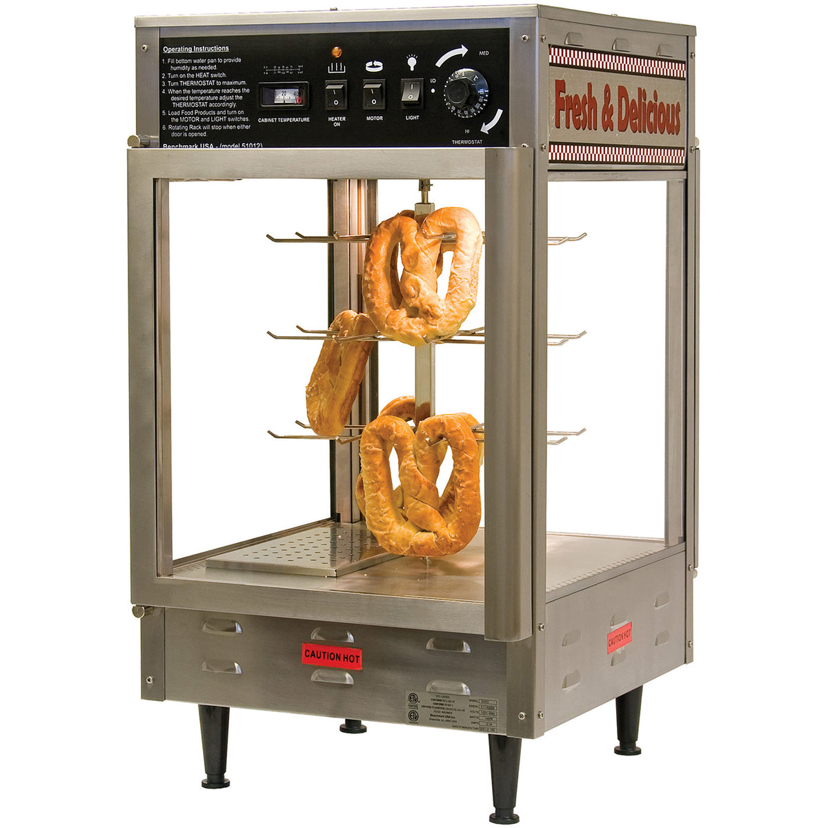 Winco 51012 19" Countertop Pass Thru Heated Pizza/Pretzel Display Case