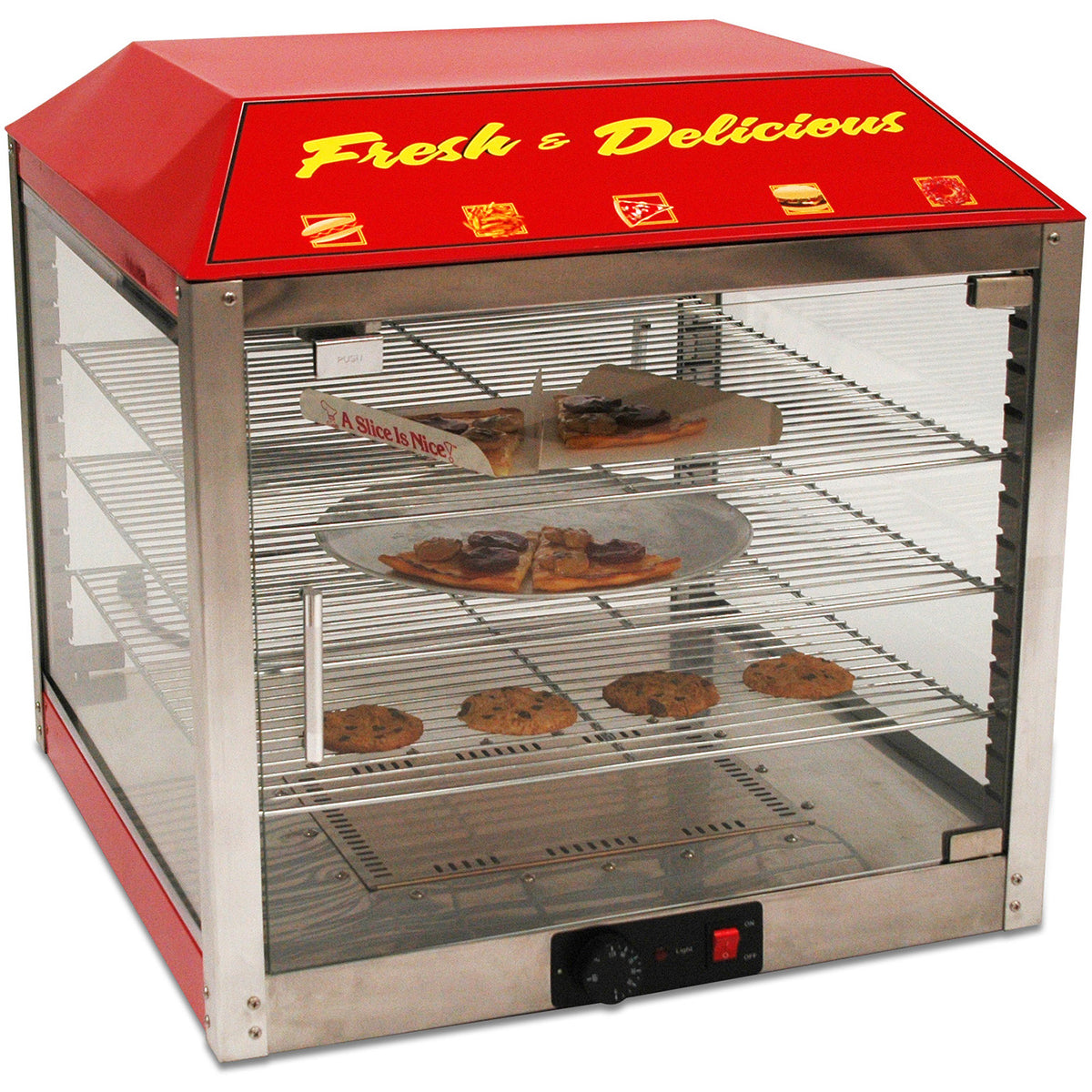 Winco 51048 23" Countertop Hot Food Display Case w/ 3 Adjustable Rack Shelves, Pass-Thru
