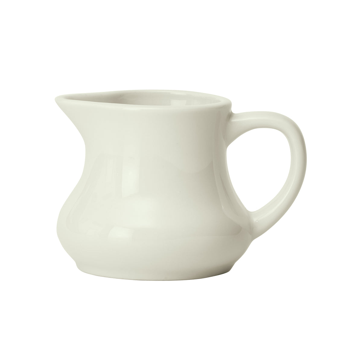 Winco ACD-4-AW Creamer Pitcher, 4-5 oz Capacity, 2-1/8"W x 3-1/4"D x 2-1/2"H, Porcelain, American White with Handle - 1 Dozen | 4 - 5 oz