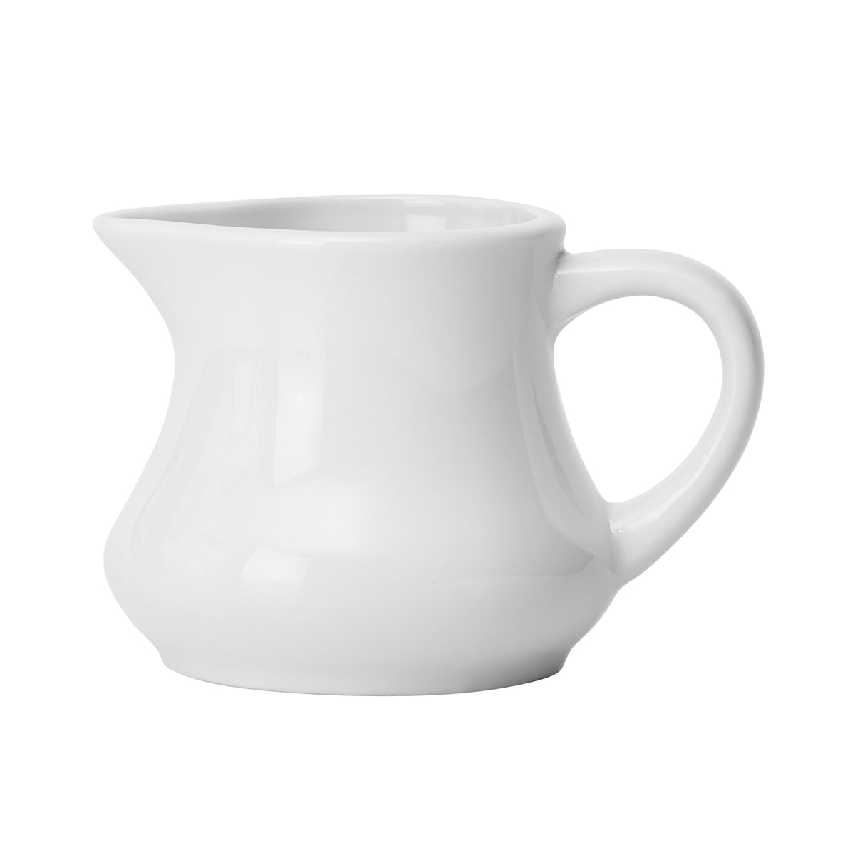 Winco ACD-6 Creamer, 6-8 oz, White Porcelain with Handle, 2-3/4" L x 2-1/4" W x 2-3/4" H - 1 Dozen | 6 - 8 oz