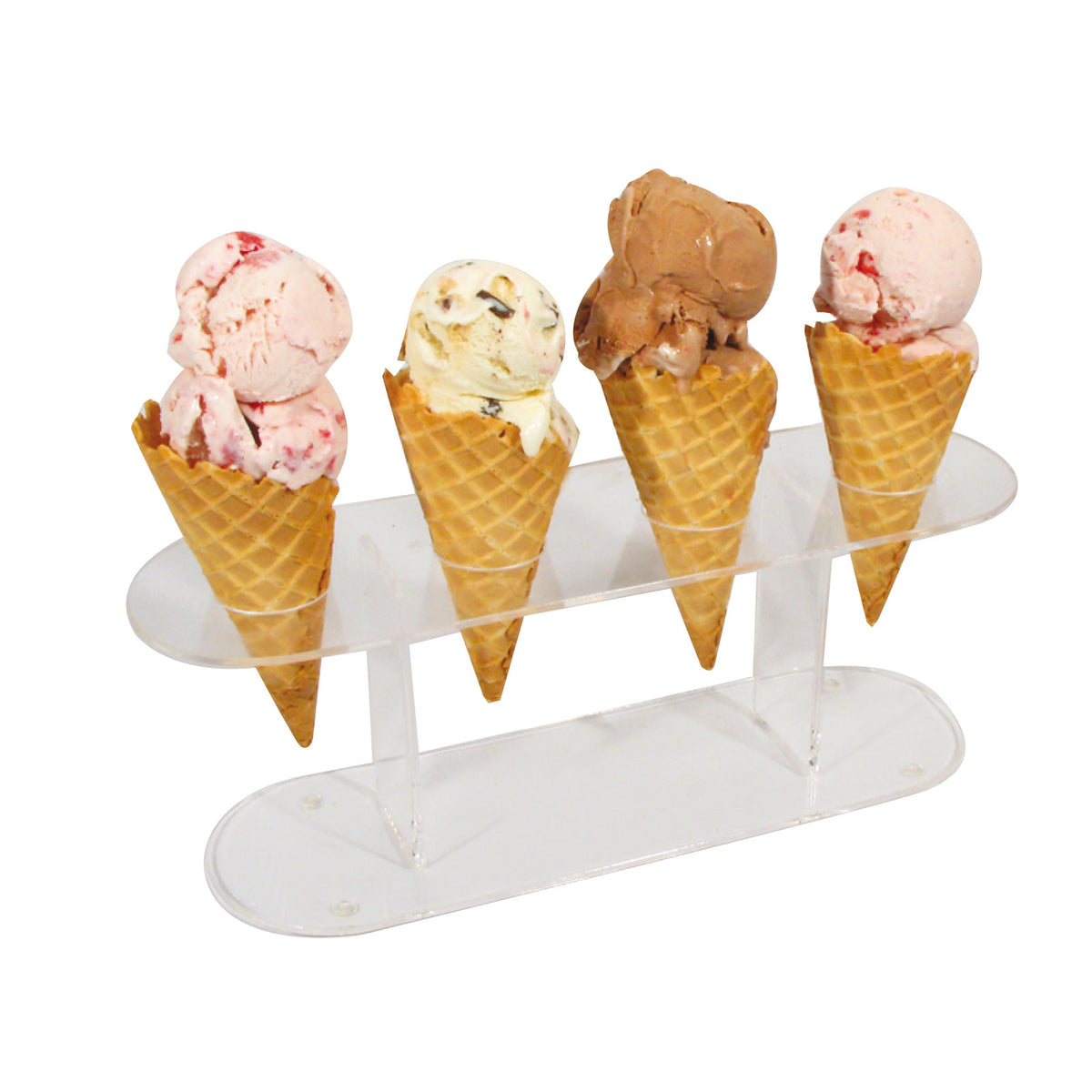 Winco ACN-4 4 Section Acrylic Ice Cream Cone Holder Stand | 12" Wide