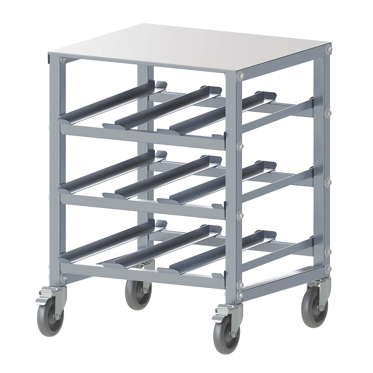 Winco ALCR-3M Aluminum Mobile Undercounter 3-Tier Can Storage Rack | 26.75" Wide