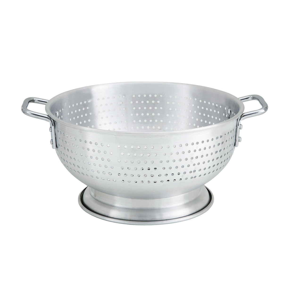 Winco ALO-11BH 11 Qt. Aluminum Colander with Base and Handles | 15" Wide