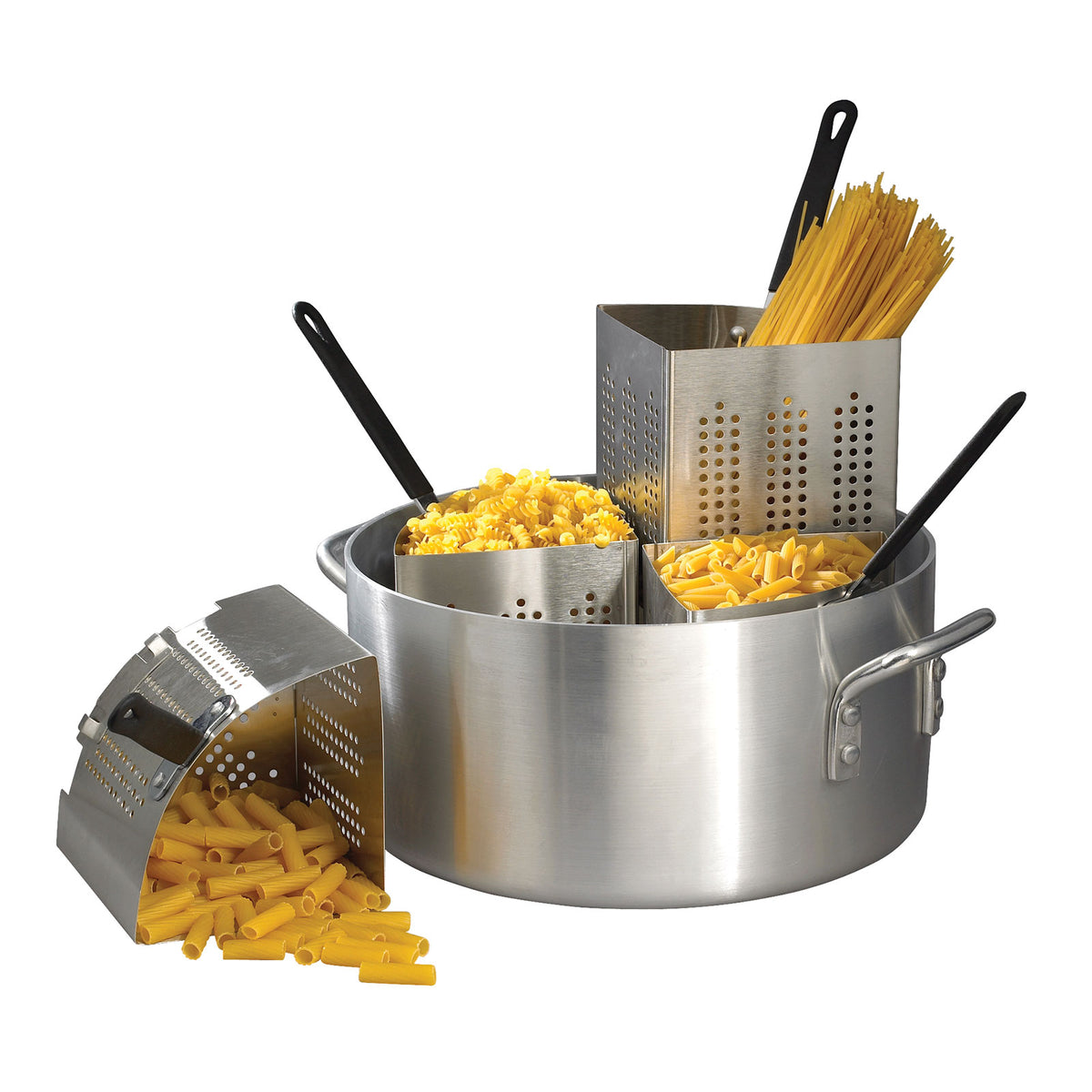 Winco APS-20 Pasta Cooker Set, 20qt 14"x7" Pot, Handles 500°F, 0.7mm stainless steel inserts | 20 qt