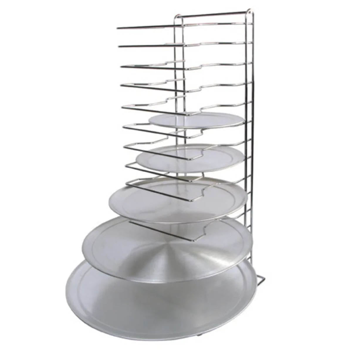 Winco APZT-1015 Countertop Aluminum Pizza Pan Rack,15 Pans