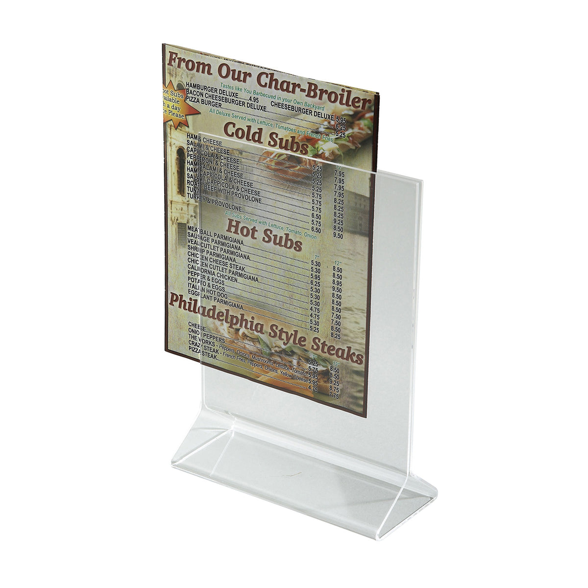 Winco ATCH-57 Tabletop Menu Card Holder - Acrylic / 5" X 7"