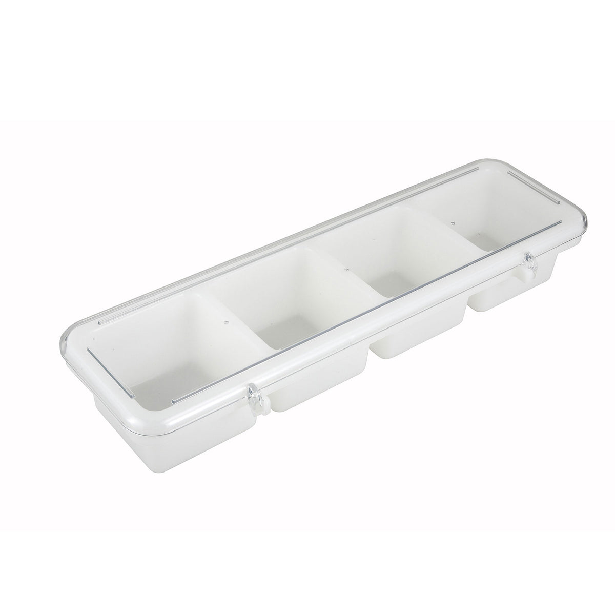 Winco BC-4P White Plastic Bar Condiment Holder w/ (4) Compartments | 18" Wide