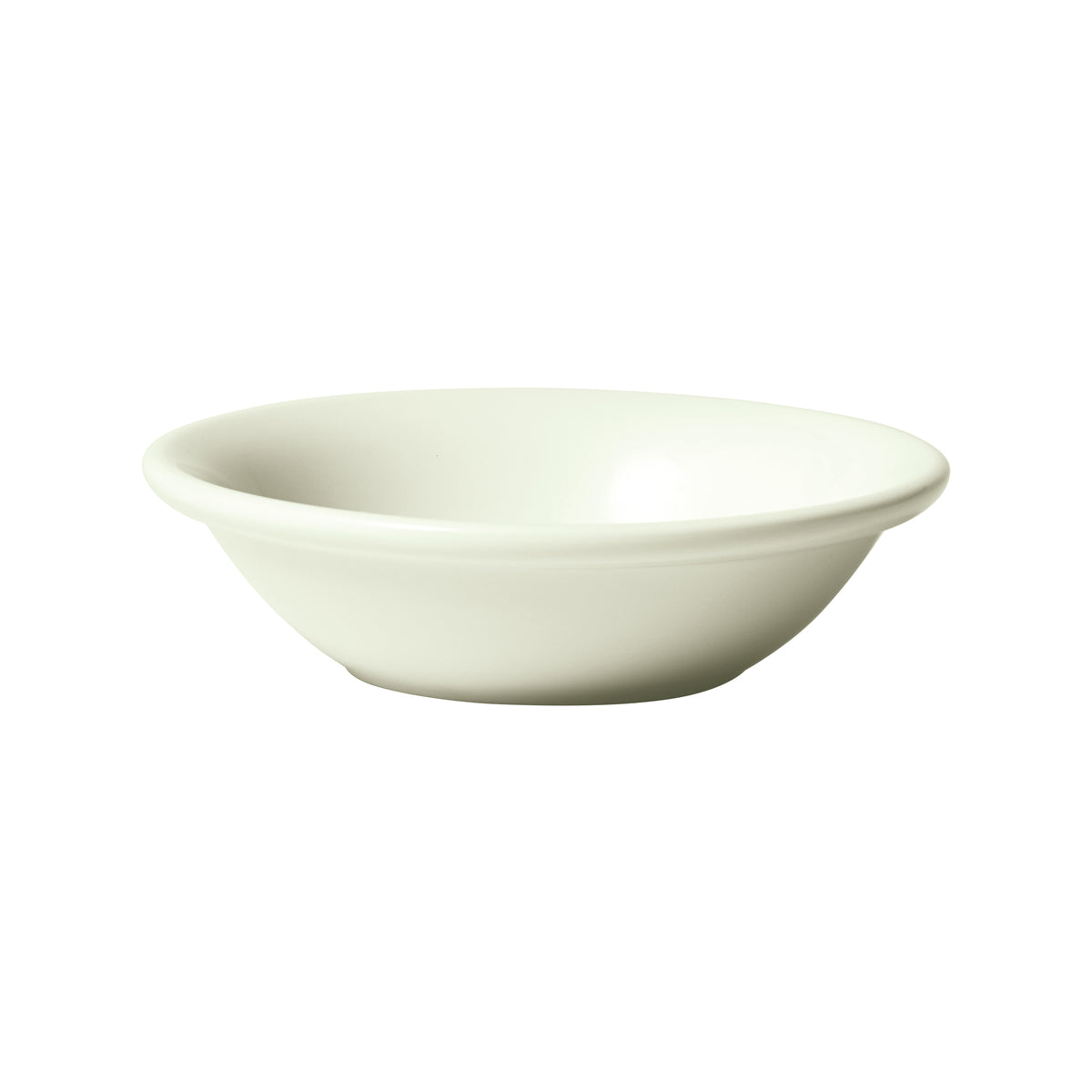 Winco BFD-5RE-AW 5 oz Round Fruit Dish Bowl, 4" x 4" x 1.5" Porcelain, White, Edge - 1 Dozen