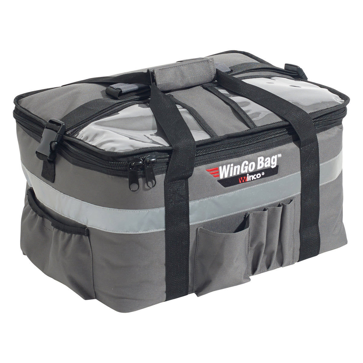 Winco BGCB-1709 Insulated Gray Wingo Bag Premium Catering Bag - 17" W X 13"D X 9"H
