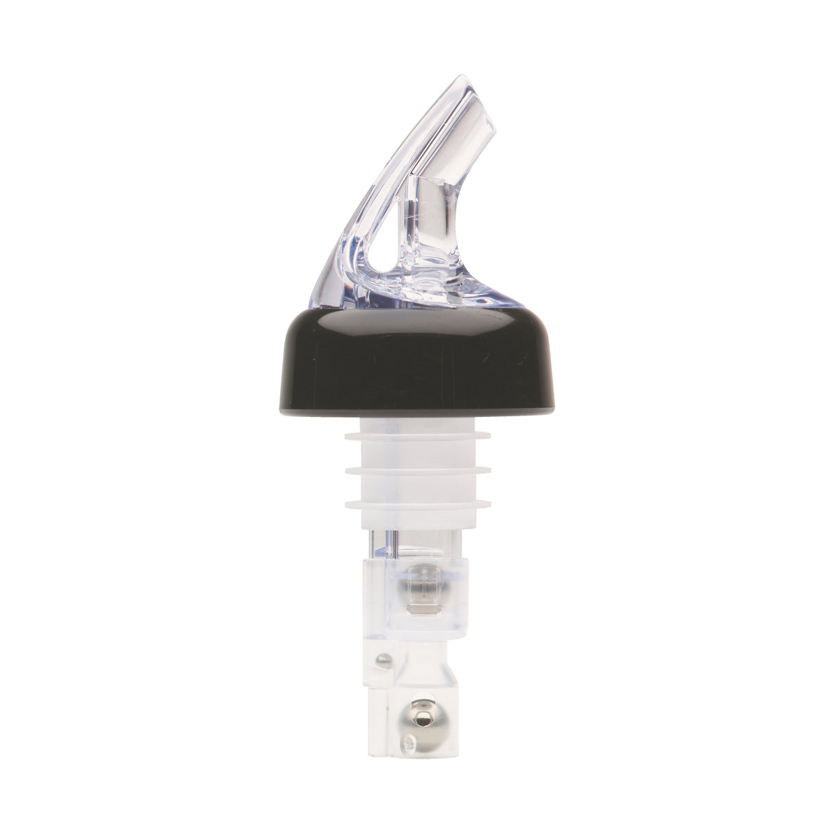 Winco BMP-3125C Bar Maid Liquor Pourers, 1-1/4 oz, Clear Spout, Plastic, Black Collar - 12/Pack | 0" Wide