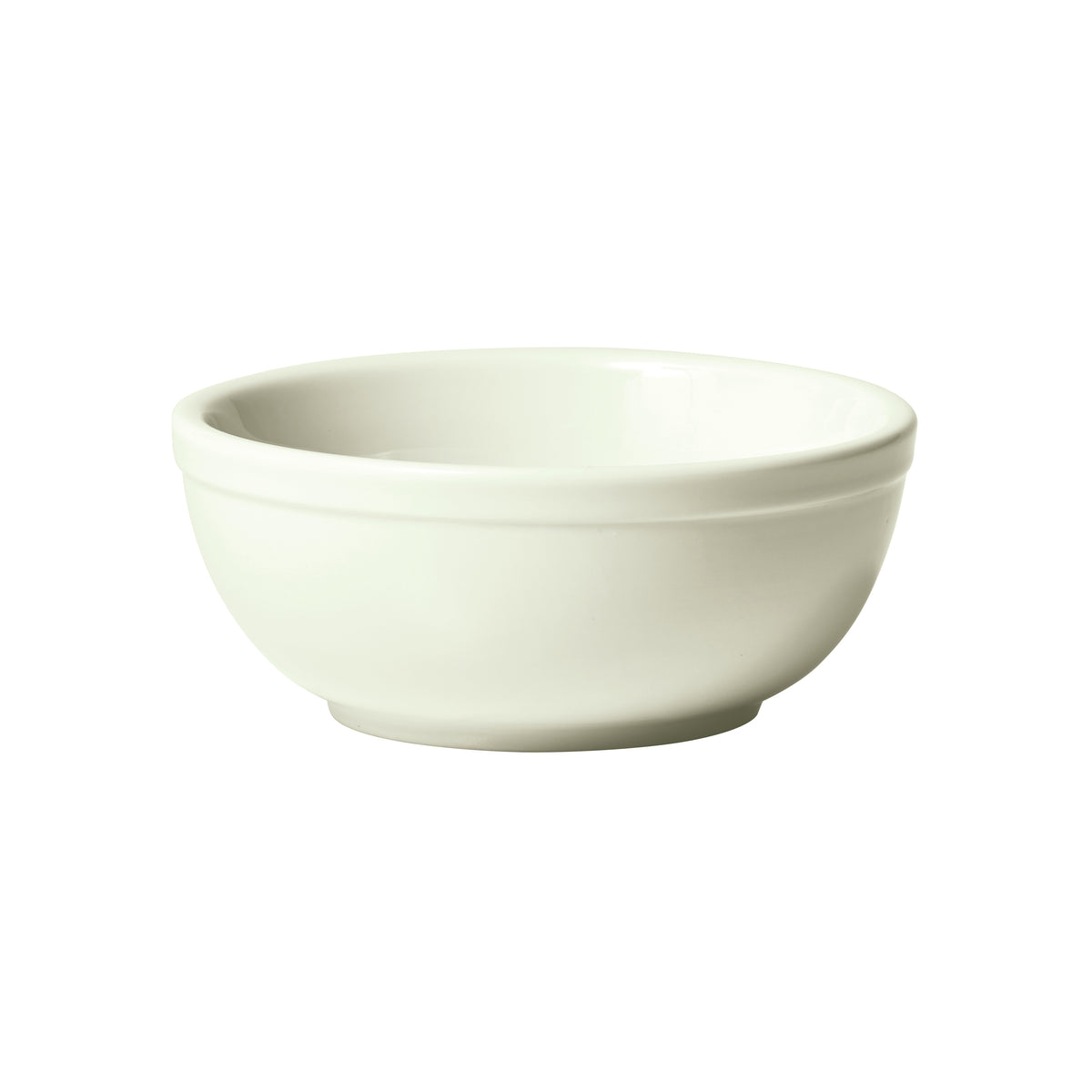 Winco BNR-525-AW 10 Oz Round Porcelain Bowl, 5" Diameter x 1-3/4" Height, American White Nappy Finish - 1 Dozen