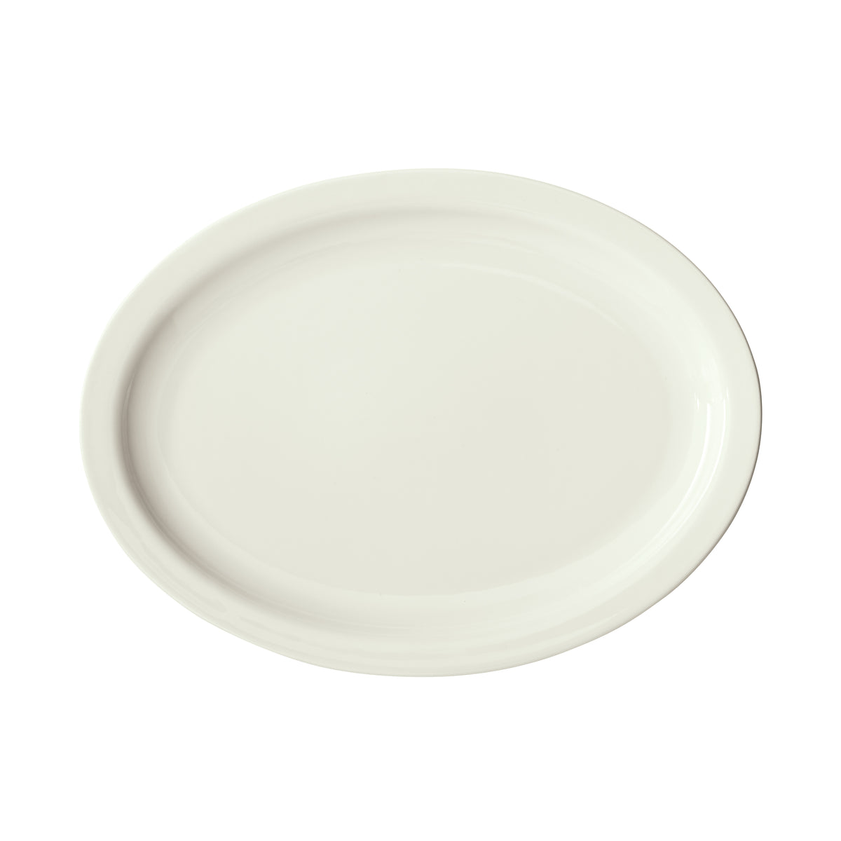 Winco BPO-115NR-AW Oval Platter, 11-1/2" W x 9⅛" D x 1" H, Narrow Rim, White Porcelain - 1 Dozen