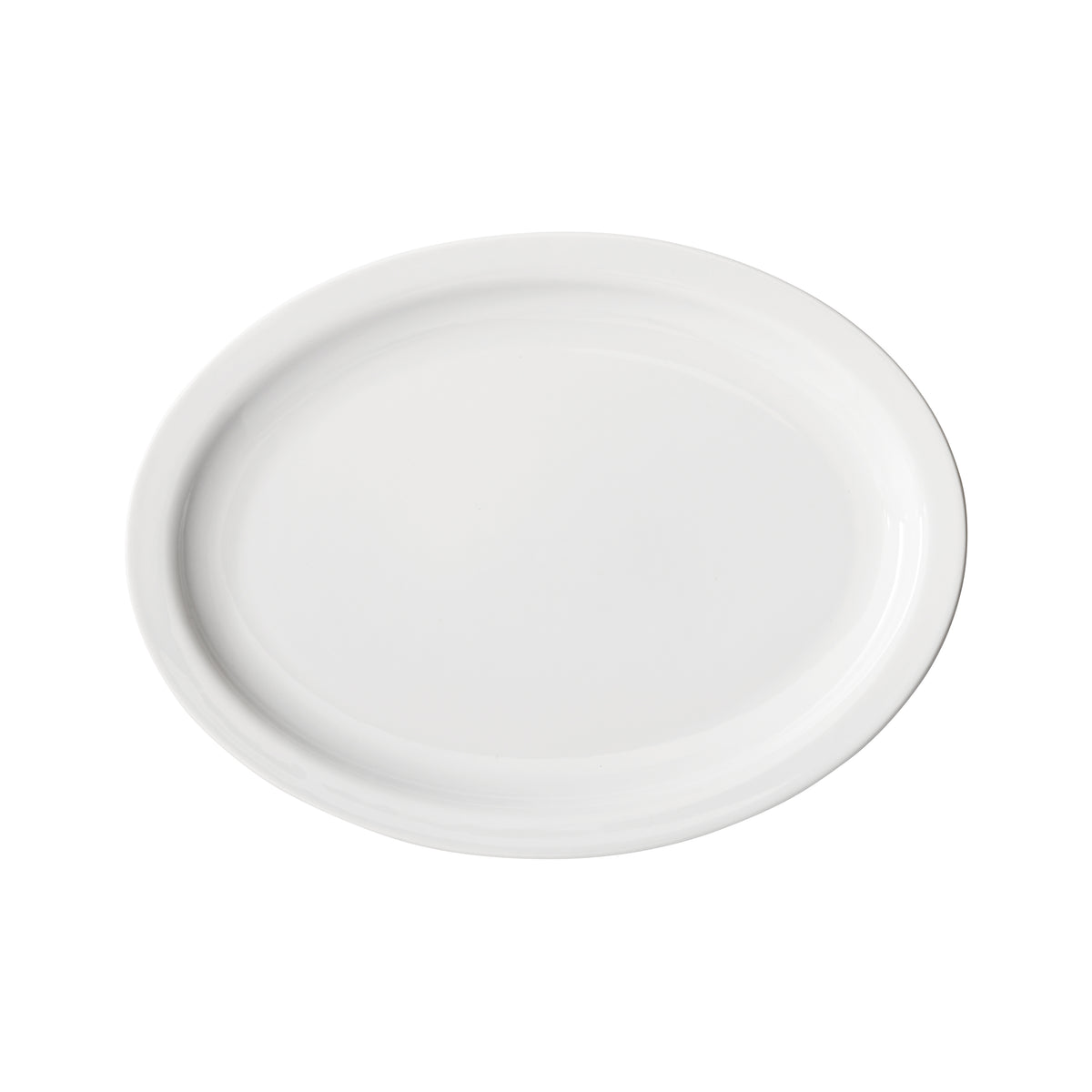 Winco BPO-115NR Birkhall Oval Porcelain Platter 11.5"L x 9.125"W x 1"H White Narrow Rim - 1 Dozen