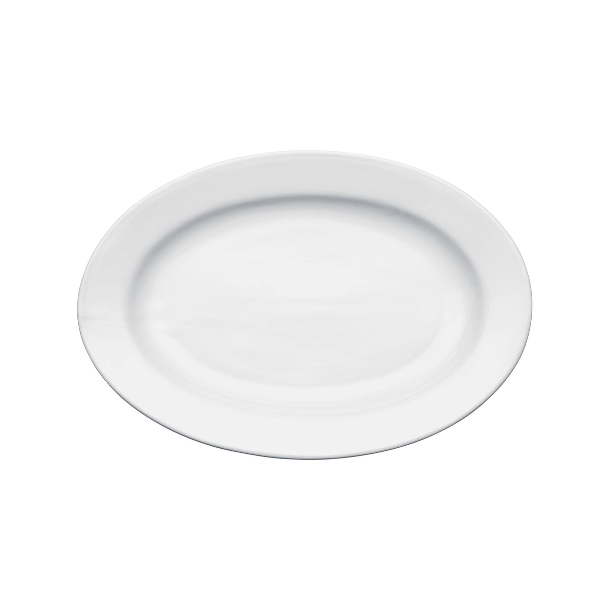 Winco BPO-15 Birkhall Oval Porcelain Platter 15" L x 10-1/4" W x 1-1/2" H White Rolled Edge - 1 Dozen