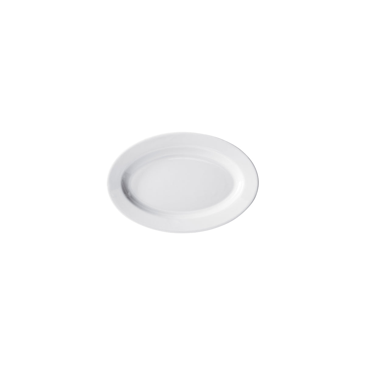 Winco BPO-938 Oval Porcelain Platter, 9-3/8" L x 6-1/8" W x 3/4" H, White Rolled Edge - 1 Dozen