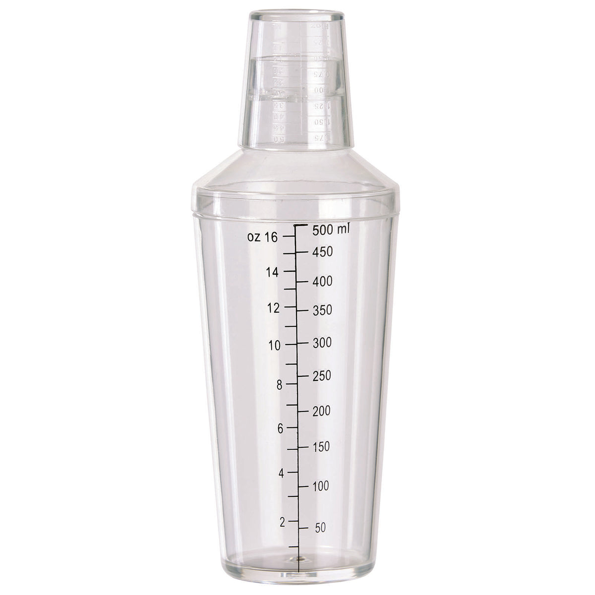 Winco BS-16PC 16 oz Clear Plastic Bar Cocktail Shaker