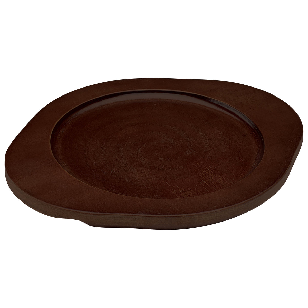 Winco CAST-8UL Round 10" x 11" Wood Underliner with Dual Contoured Handles for CAST-8