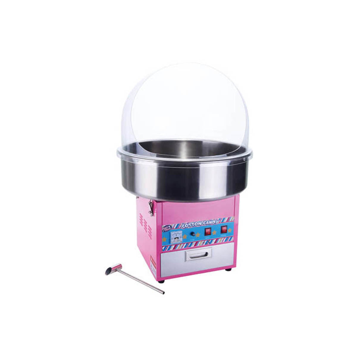 Winco CCM-28 Cotton Candy Machine & Display w/ 20.5" Bowl, Locking Safety Clips, Sugar Scooper
