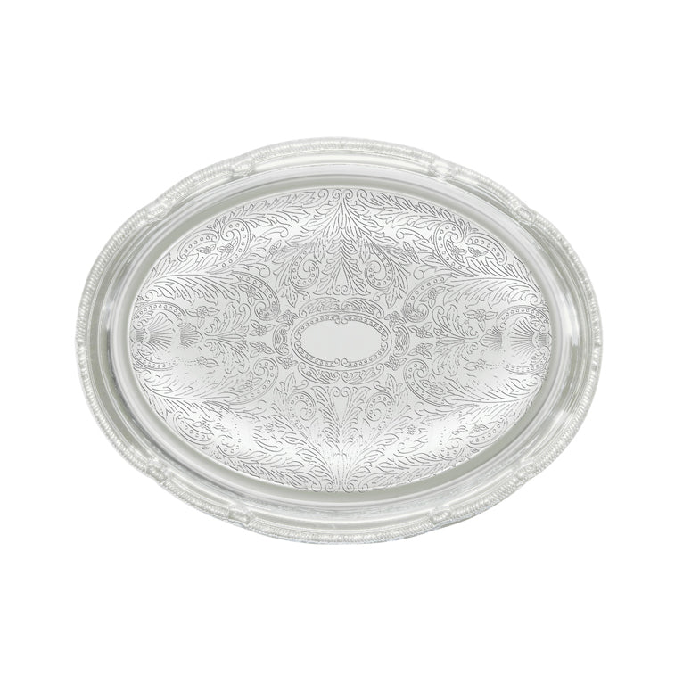 Winco CMT-1014 Oval Chrome Serving Tray, Chrome Plated | 14.75" Wide