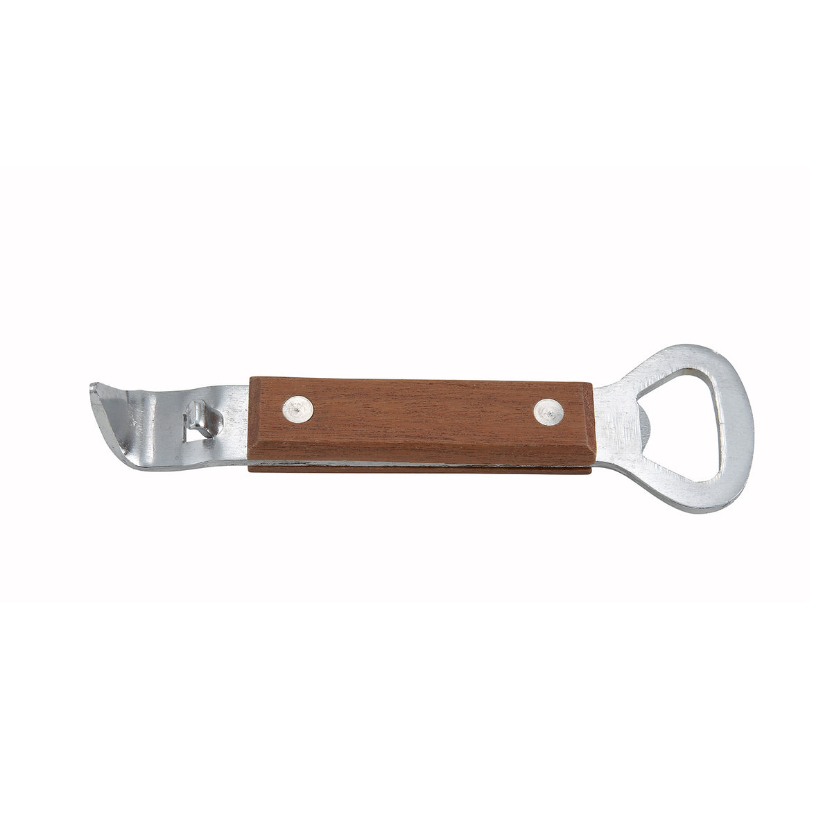 Winco CO-303 Can Tapper/Bottle Opener, 7"L, Stainless Steel with Wooden Handle