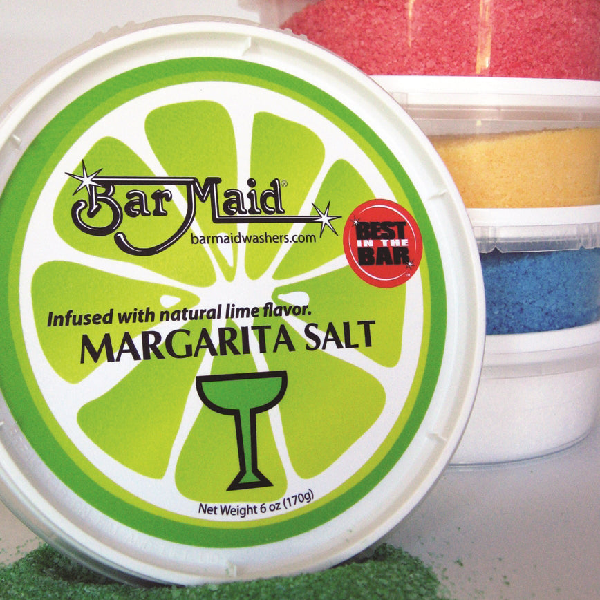 Winco CR-102 Bar Maid Margarita Salt, White, 6 oz Tub, Lime Flavor - 12/Case