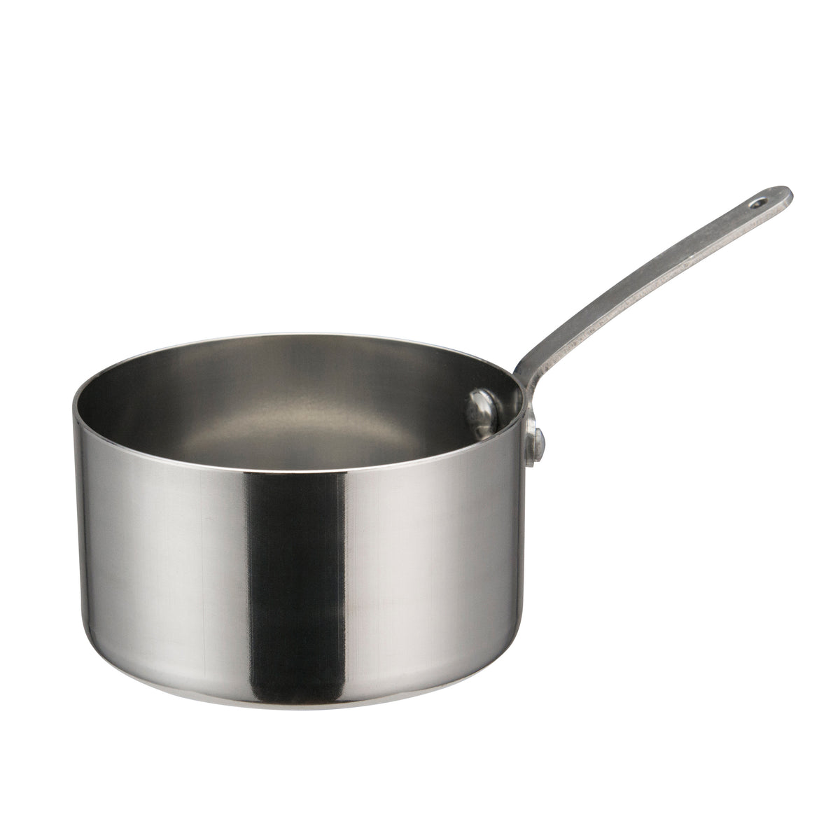 Winco DCWA-104S 10 oz. 3-1/2" Diameter Mini Sauce Pan Serving Dish w/ Handle - Stainless Steel | 1 - 16 oz