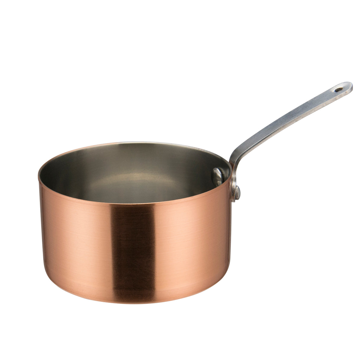 Winco DCWA-205C 18 Oz. Copper Plated 3-1/2" Diameter Mini Sauce Pan Serving Dish w/ Handle | 17 - 32 oz