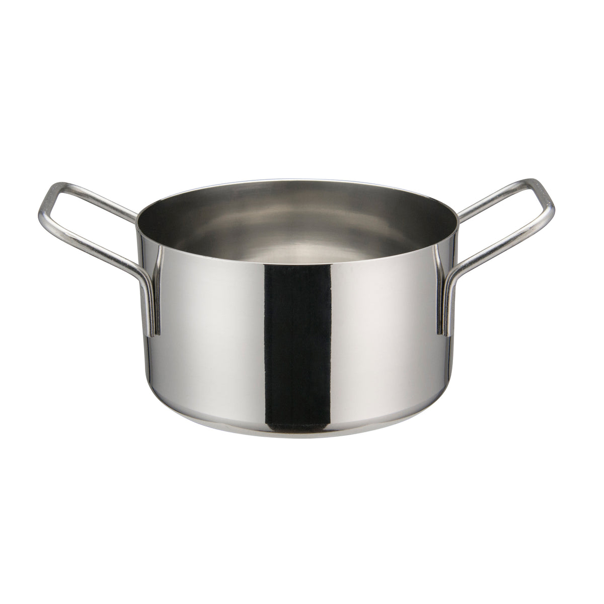 Winco DCWE-104S Stainless Steel 4-1/4" x 2-3/8" Mini Casserole Serving Dish with 2 Handles / 17 Oz. | 17 - 32 oz