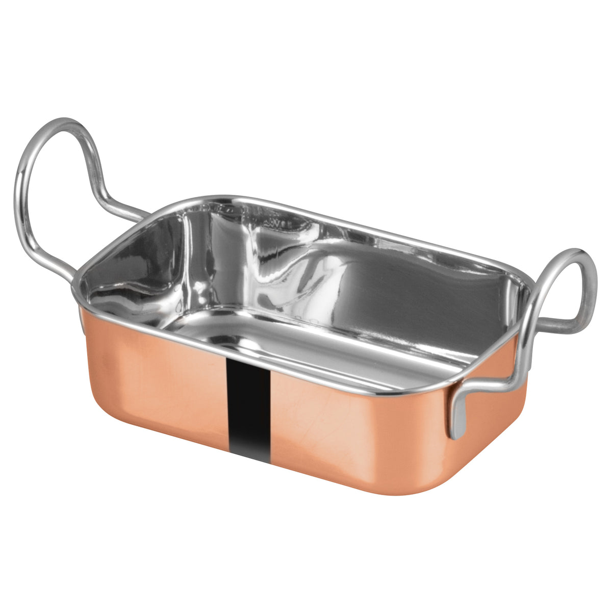 Winco DDSB-204C 16 Oz. Copper Plated 5-3/4" x 3-3/4" Mini Roasting Pan Serving Dish w/ 2 Handles | 1 - 16 oz