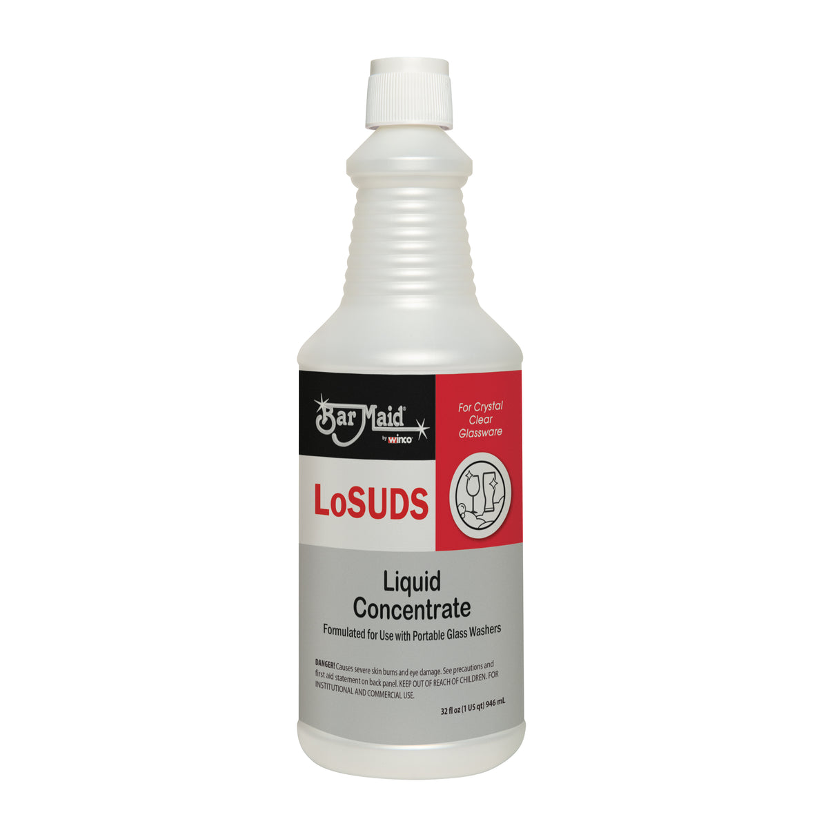 Winco DET-1200 Bar Maid, Losuds Concentrate,1-Qt Bottle | 3.5" Wide