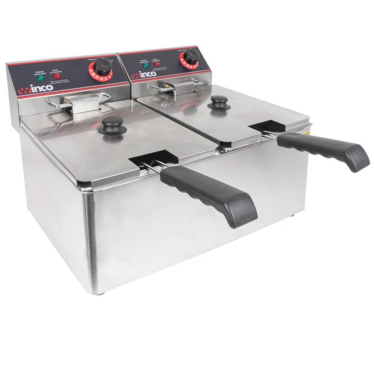 Winco EFT-32 Split Pot 32 lbs Countertop Electric Fryer, 120v/60/1-ph, (2) 1750 watts | 21.25" Wide