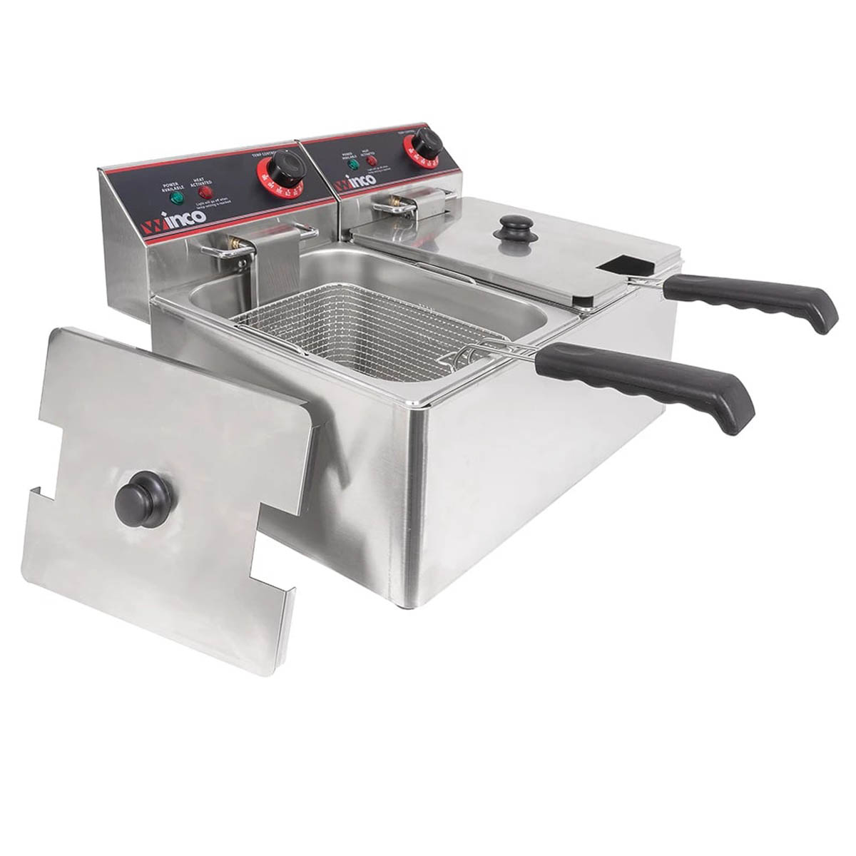 Winco EFT-32 Split Pot 32 lbs Countertop Electric Fryer, 120v/60/1-ph, (2) 1750 watts | 21.25" Wide
