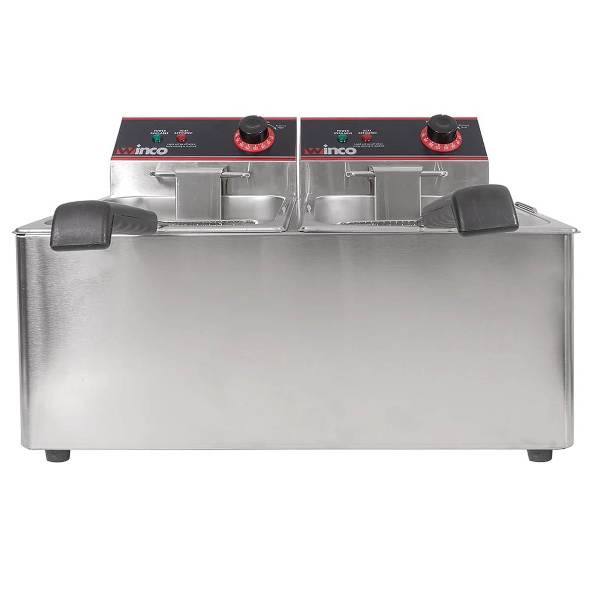 Winco EFT-32 Split Pot 32 lbs Countertop Electric Fryer, 120v/60/1-ph, (2) 1750 watts | 21.25" Wide