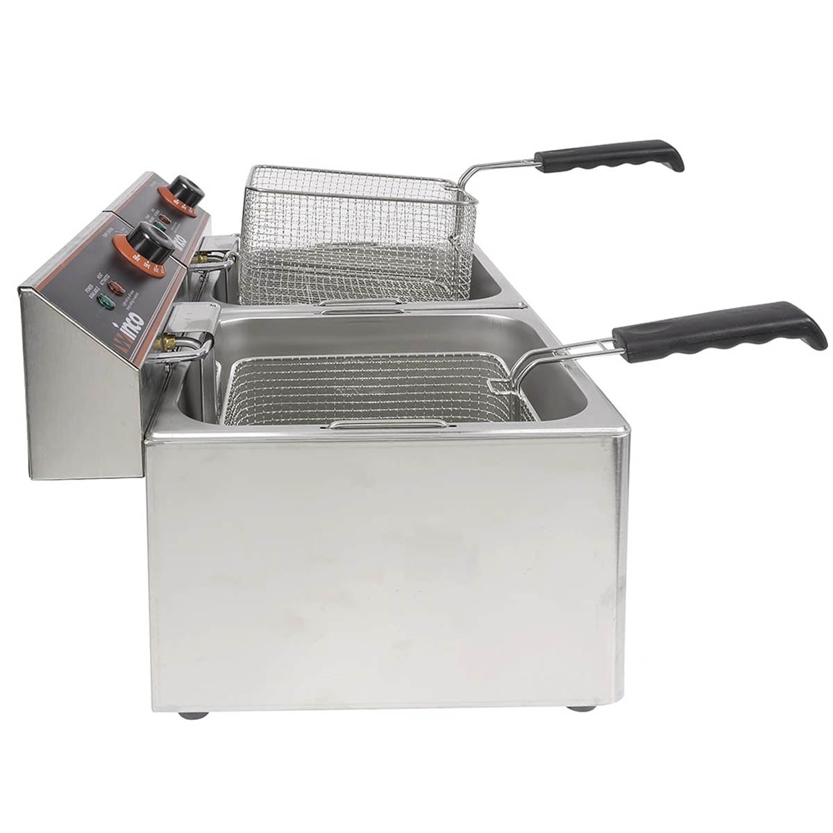 Winco EFT-32 Split Pot 32 lbs Countertop Electric Fryer, 120v/60/1-ph, (2) 1750 watts | 21.25" Wide