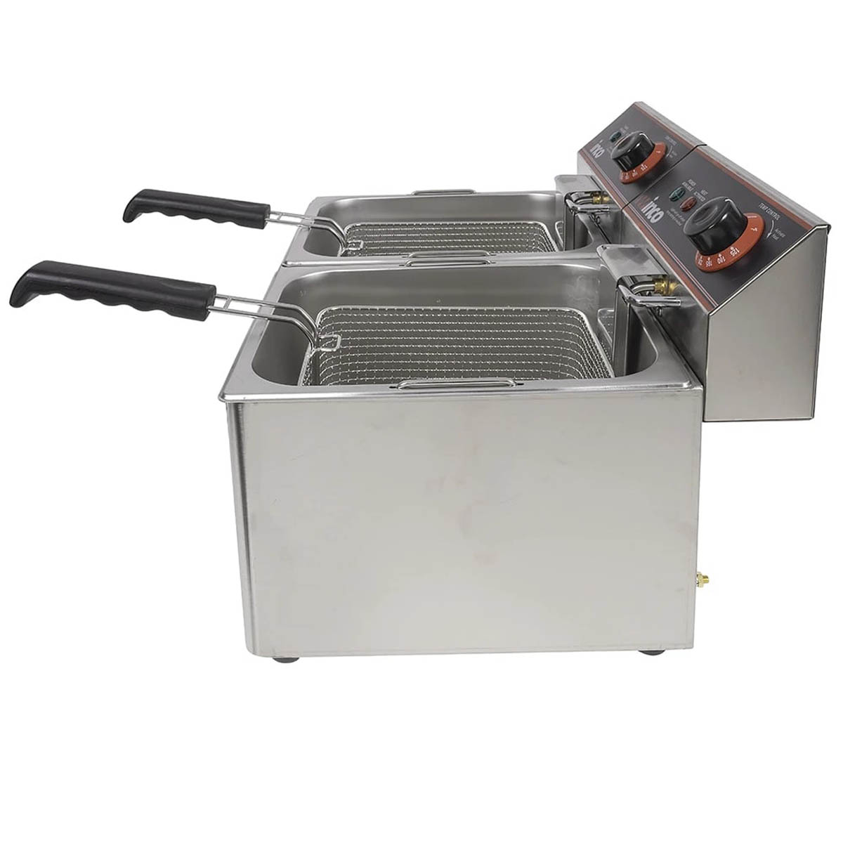 Winco EFT-32 Split Pot 32 lbs Countertop Electric Fryer, 120v/60/1-ph, (2) 1750 watts | 21.25" Wide